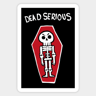 Dead Serious Skeleton In A Coffin (White) Magnet